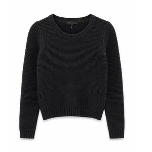 Maje angora wool blend black ribbed cropped minimalist sweater size Small or 1